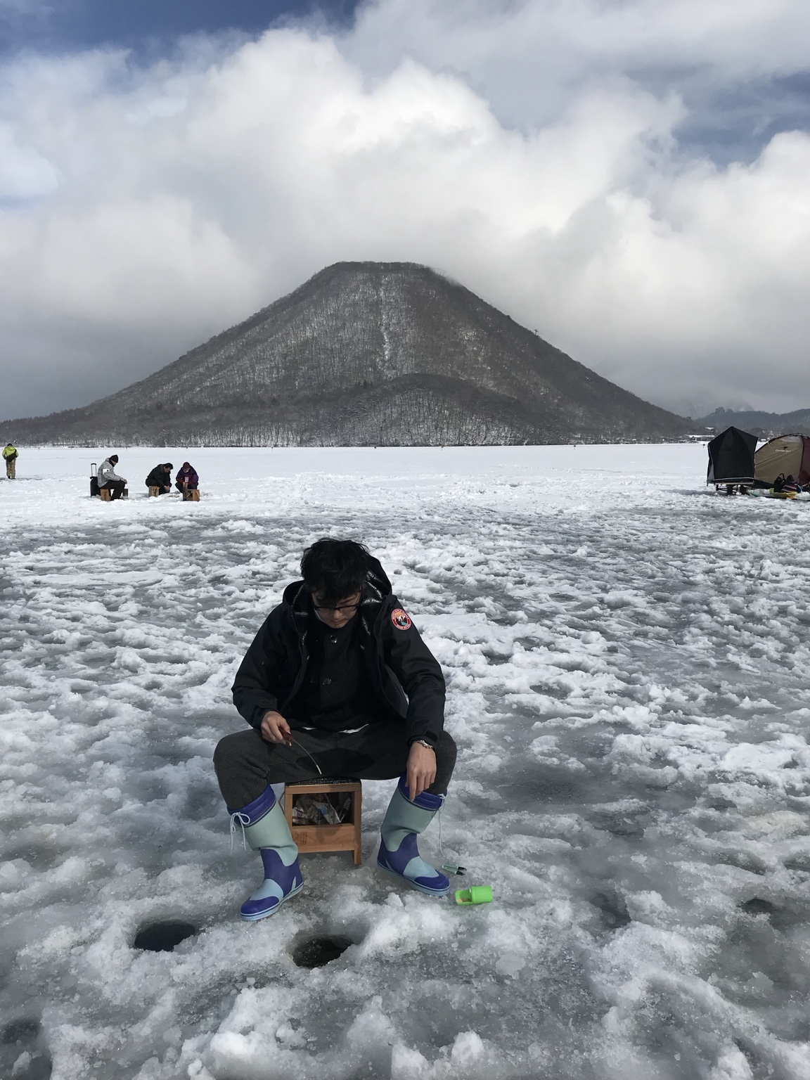 2018年に結氷した榛名湖での氷上ワカサギ釣り